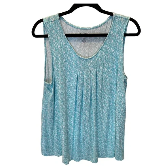 women's croft & barrow print pleated tank